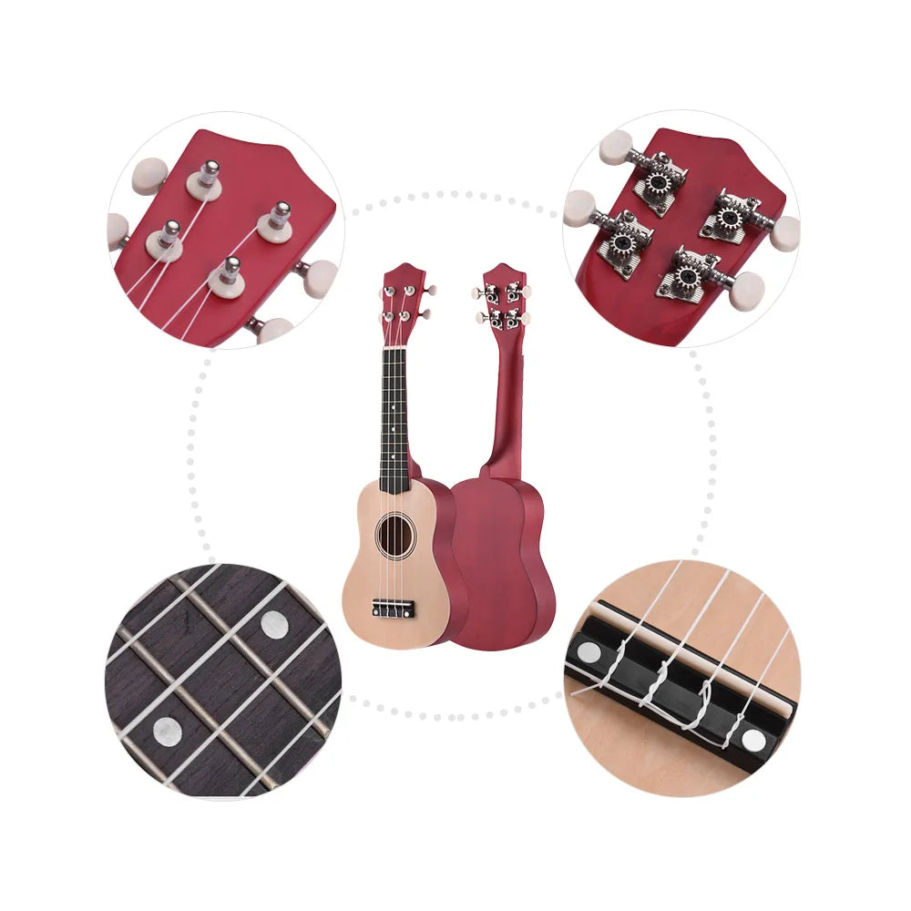 21 Inch Ukulele Colored Acoustic Soprano Ukelele Kit Basswood with Carry Bag Uke Strap 4-Strings Picks Tuner Ukulele Accessories