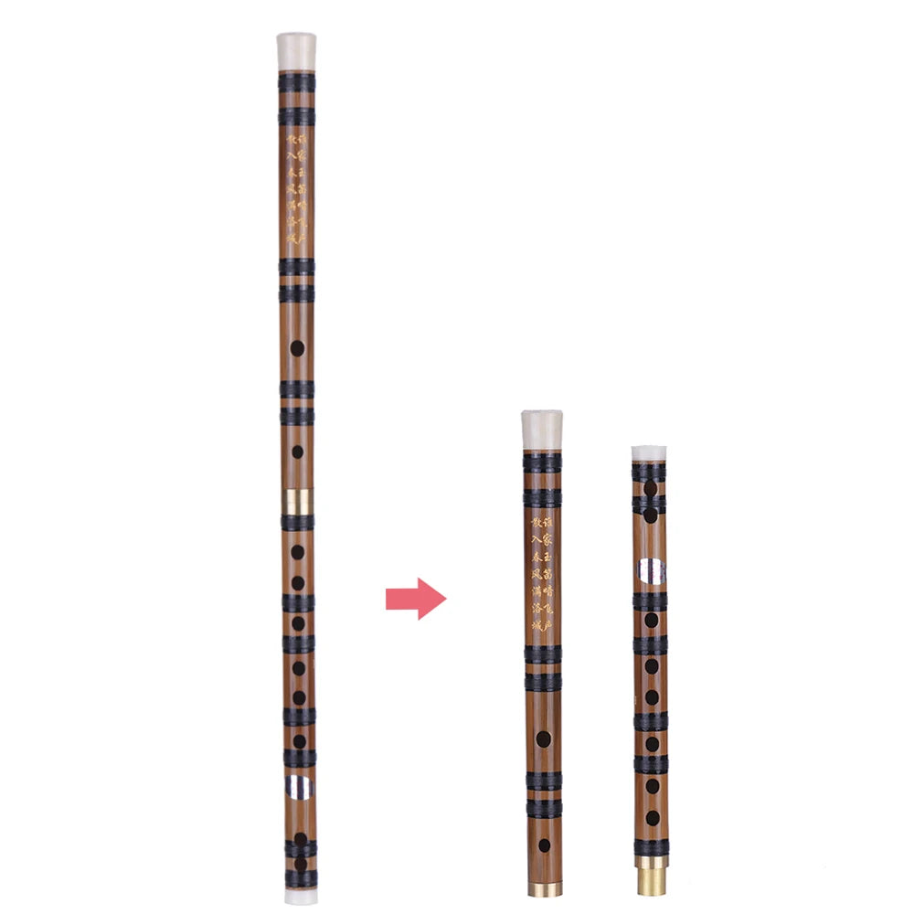 Pluggable Handmade Bitter Bamboo Flute/Dizi Traditional Chinese Musical Woodwind Instrument in E Key for Beginner Study Level