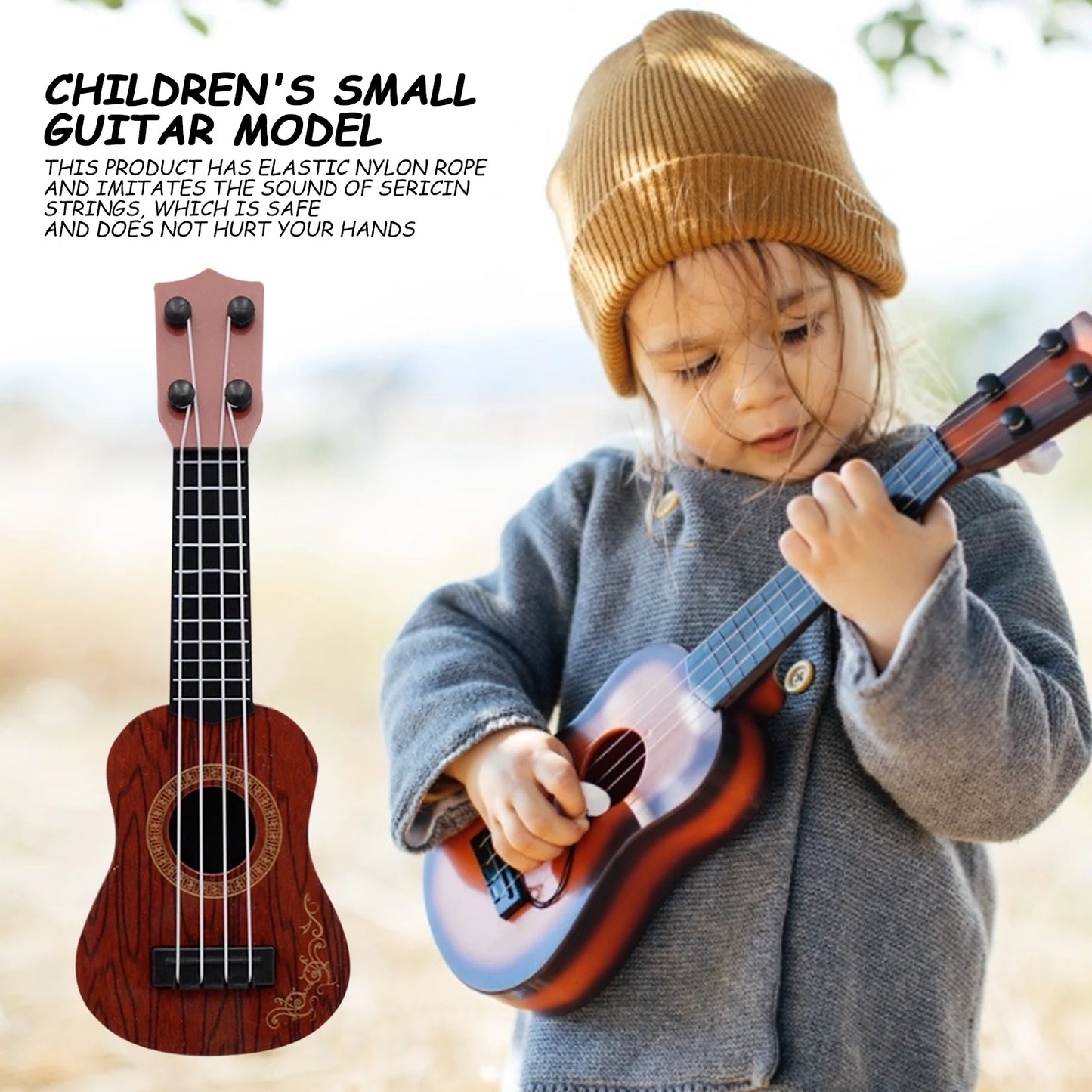 Kids Small Guitar Musical Toy Mini Classical Ukulele Guitar Toy Lightweight Party Supplies Adjustable for Children Holiday Gifts