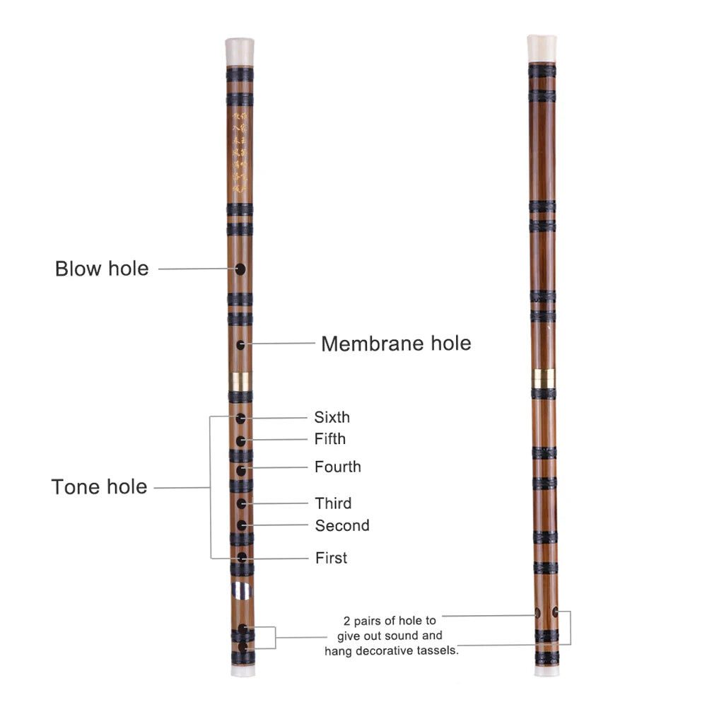 Pluggable Handmade Bitter Bamboo Flute/Dizi Traditional Chinese Musical Woodwind Instrument in E Key for Beginner Study Level