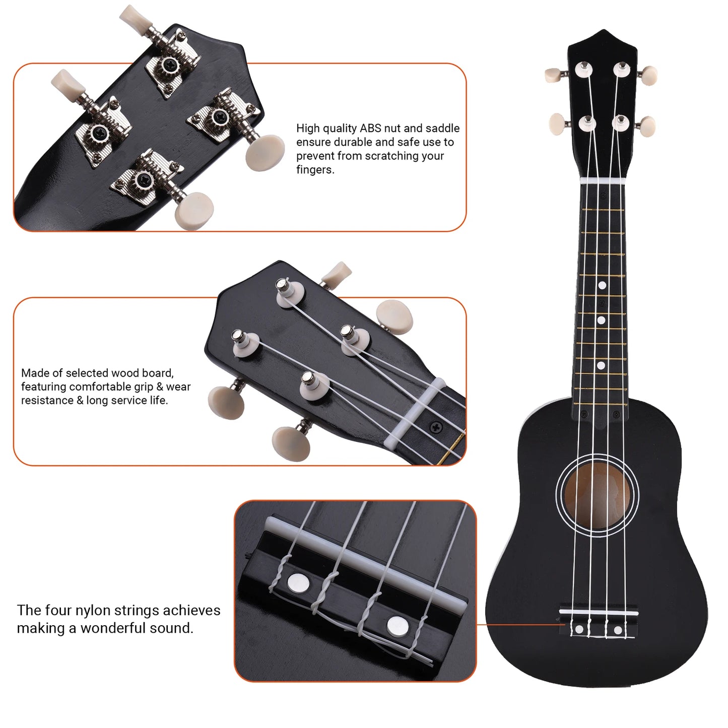 21 Inch Ukulele Colored Acoustic Soprano Ukelele Kit Basswood with Carry Bag Uke Strap 4-Strings Picks Tuner Ukulele Accessories