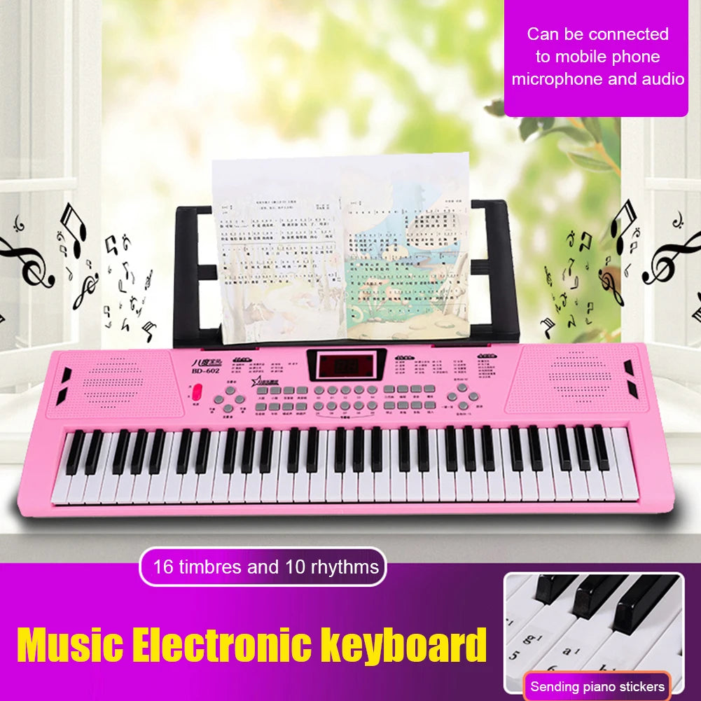 61 Keys Piano Musical Keyboard Synthesizer Instrument USB Digital Keyboard Kids Piano Electronic Keyboard for Beginners Children