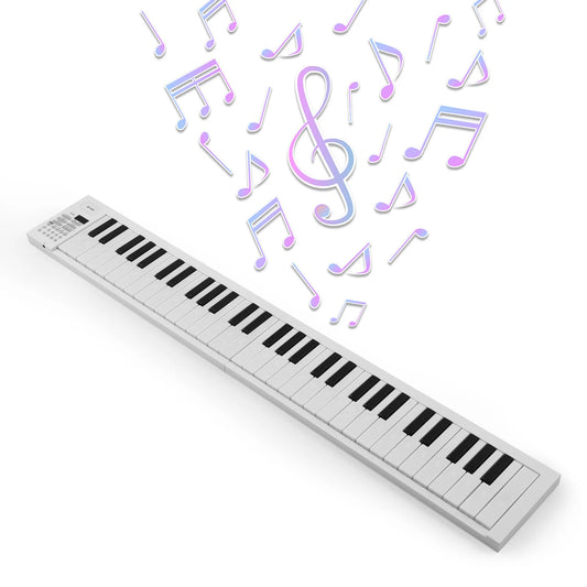 61-Key Foldable Electronic Piano Multifunctional Electronic Piano Keyboard with LED Display Built-in Battery Digital Piano