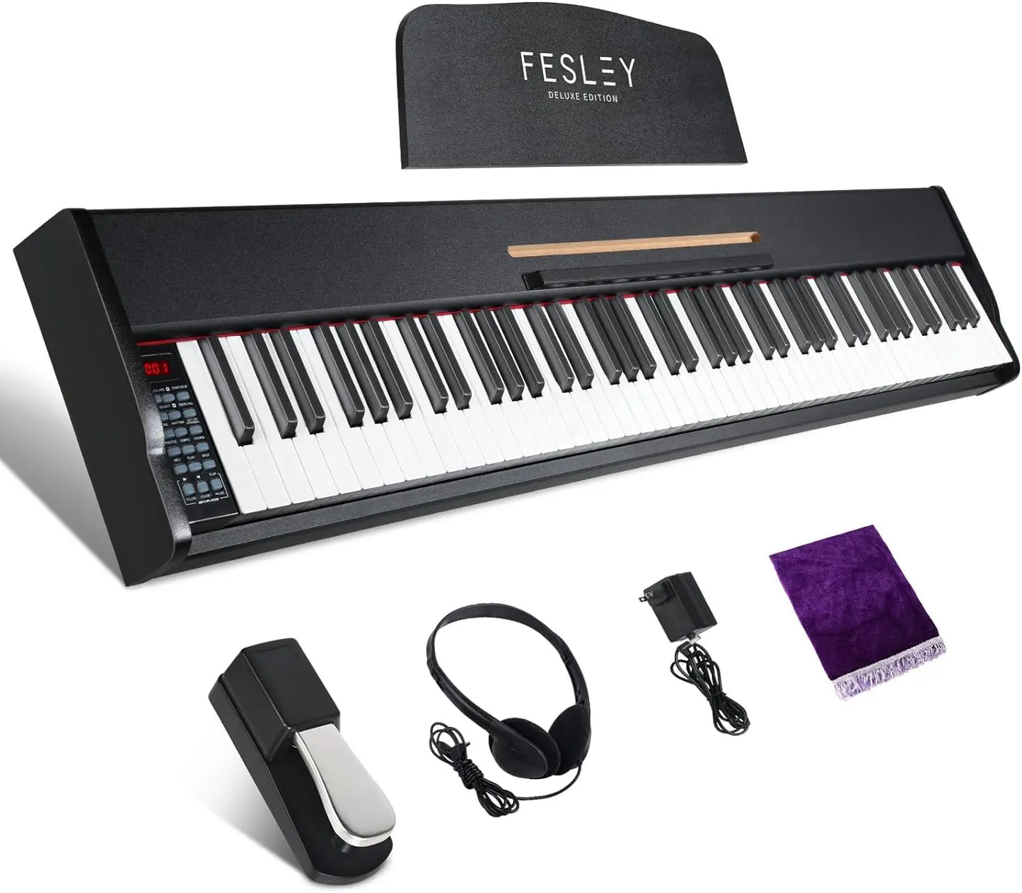 Fesley Weighted Piano Keyboard 88 Keys: Full Size Electric Keyboard Piano for Beginners,Portable,Sustain Pedal