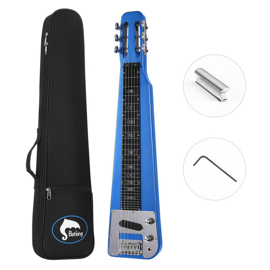 Lap Steel Guitar, Electric Slide Guitars 6 String Slotted Headstock Steel Guiter with Gigbag &Slide Bar