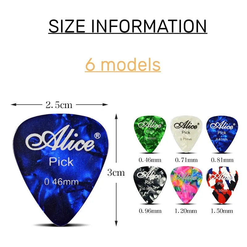 6pcs Acoustic Picks Plectrum Celluloid Electric Smooth Guitar Pick Accessories 0.46mm 0.71mm 0.81mm 0.96mm 1.2mm 1.5mm