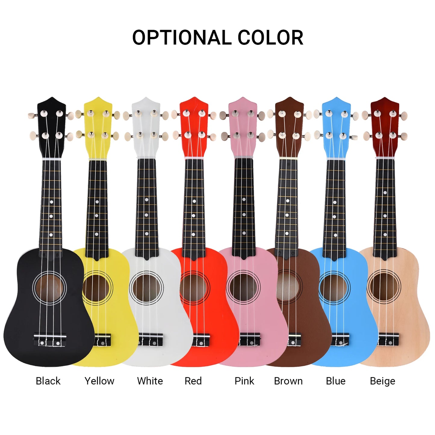 21 Inch Ukulele Colored Acoustic Soprano Ukelele Kit Basswood with Carry Bag Uke Strap 4-Strings Picks Tuner Ukulele Accessories