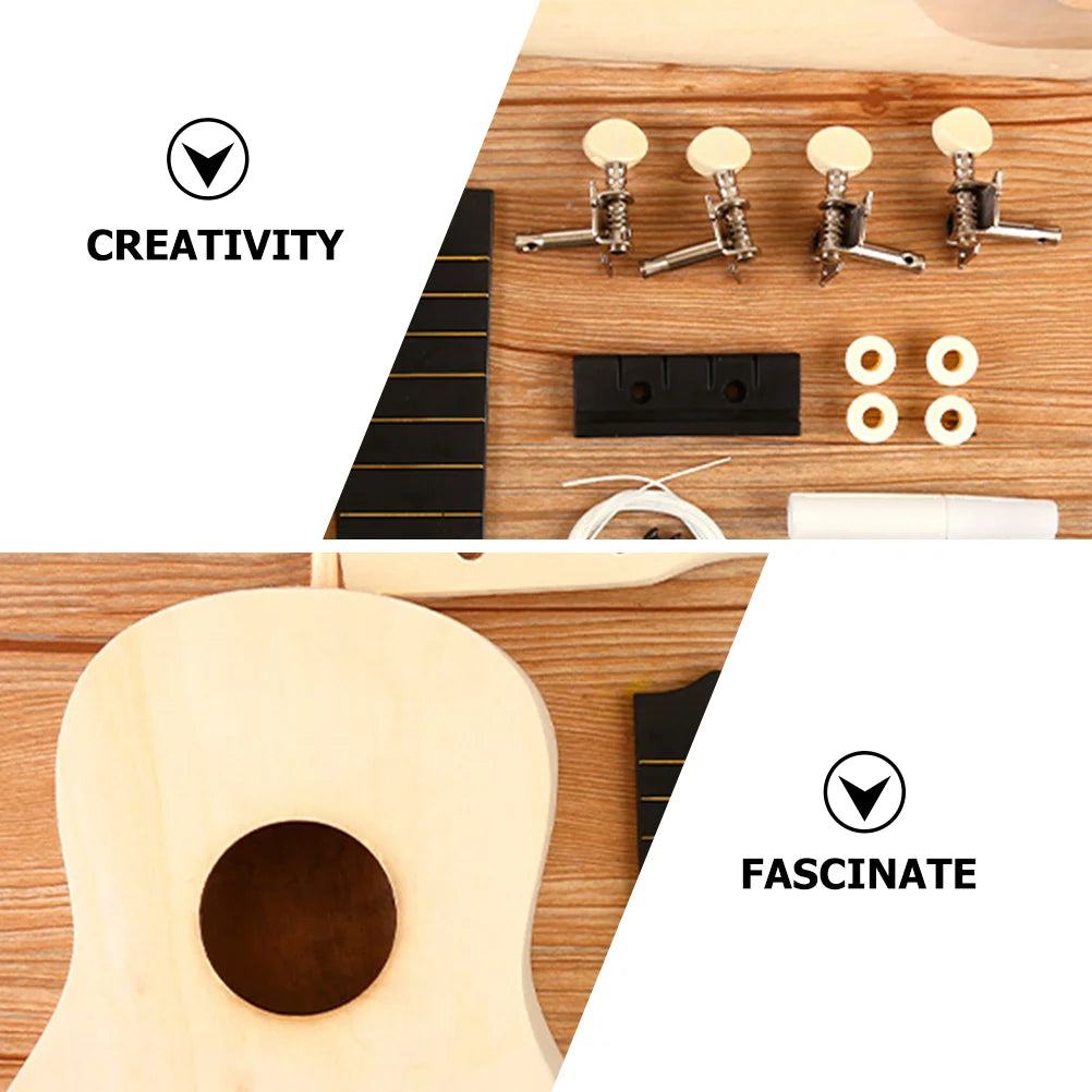 of Ukulele DIY Kit Wooden Ukulele Stringed Instrument Gift for Beginner