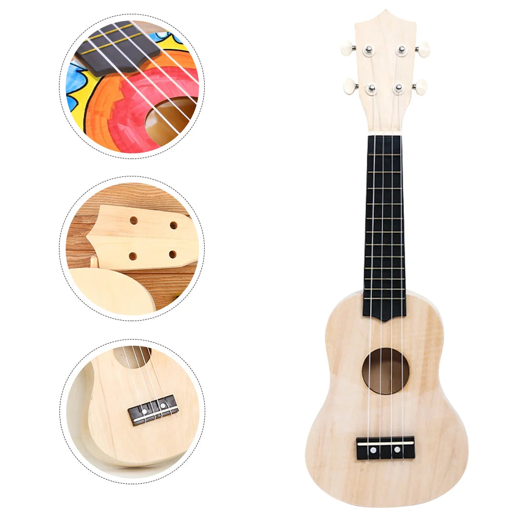 of Ukulele DIY Kit Wooden Ukulele Stringed Instrument Gift for Beginner