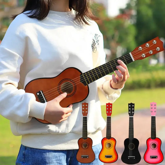 21 inch Basswood Ukulele 6 Strings Small Acoustic Guitar Musical Instruments Classical String Instrument Mini Ukulele Guitar Toy