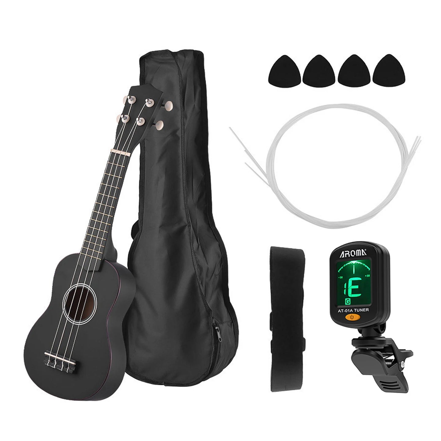 21 Inch Ukulele Colored Acoustic Soprano Ukelele Kit Basswood with Carry Bag Uke Strap 4-Strings Picks Tuner Ukulele Accessories