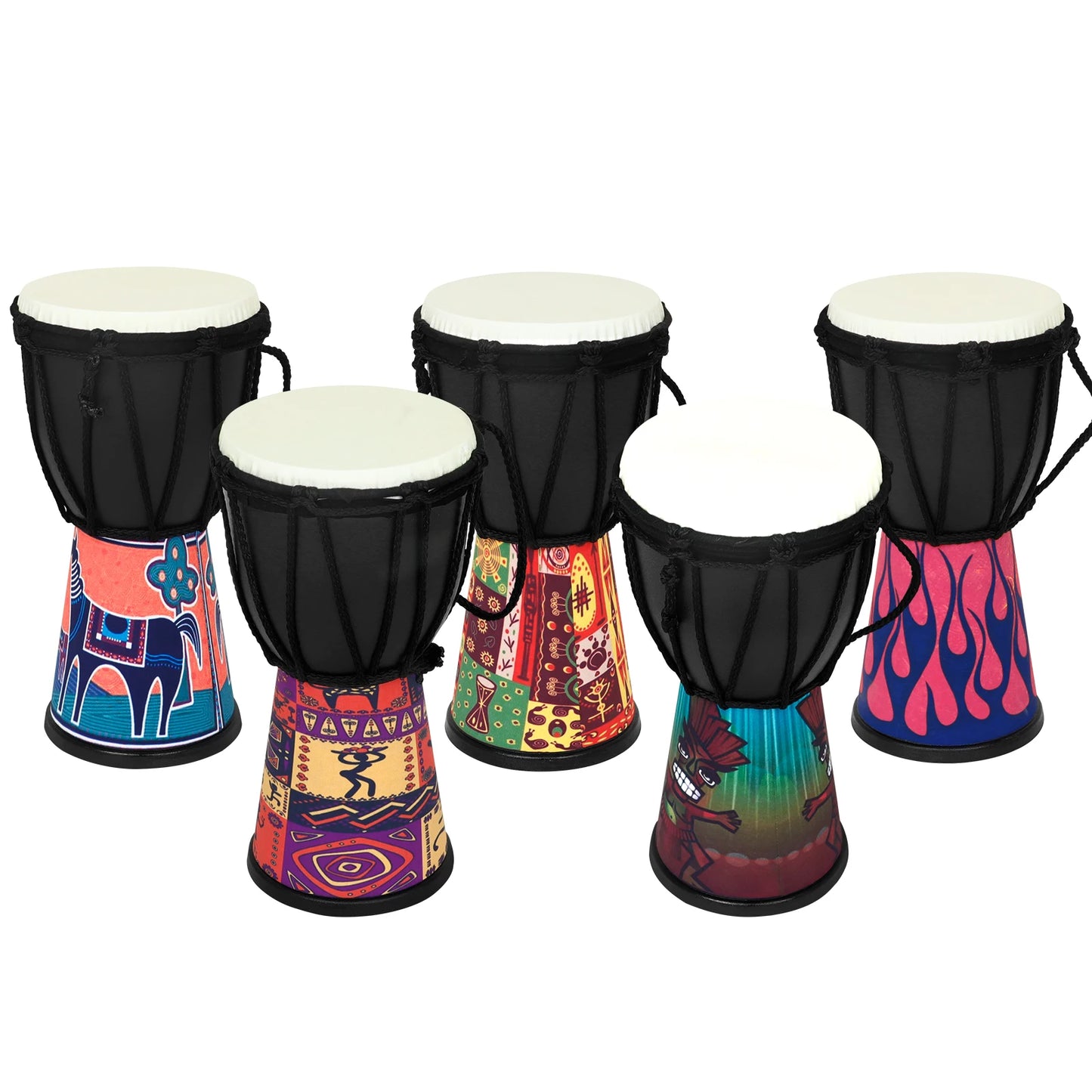 African Drum 4 Inch Handmade Traditional African Hand Drum Colorful Djembe Drum for Children Study Percussion Musical Instrument